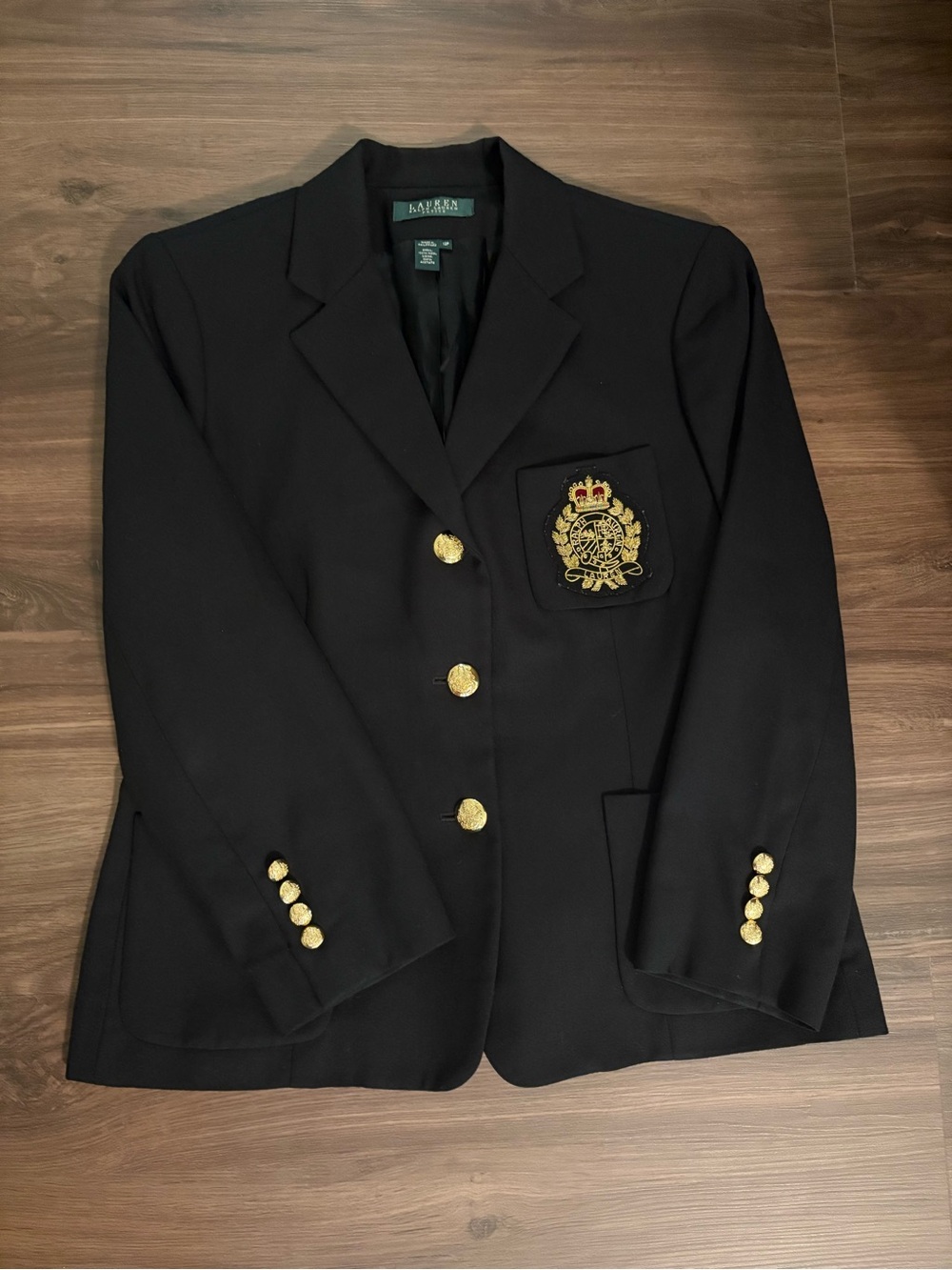Lauren Ralph Lauren Women’s Black Wool Crested Blazer | Size 12P